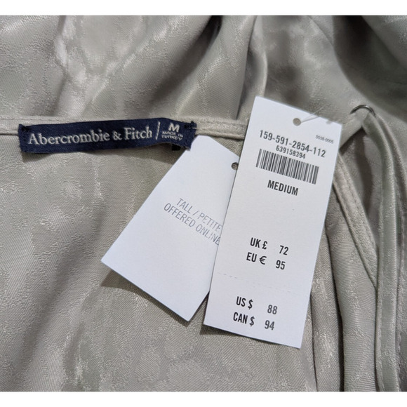 Abercrombie sz M Satin Wrap Dress animal print gray sleeveless tank 0625 - Picture 6 of 7